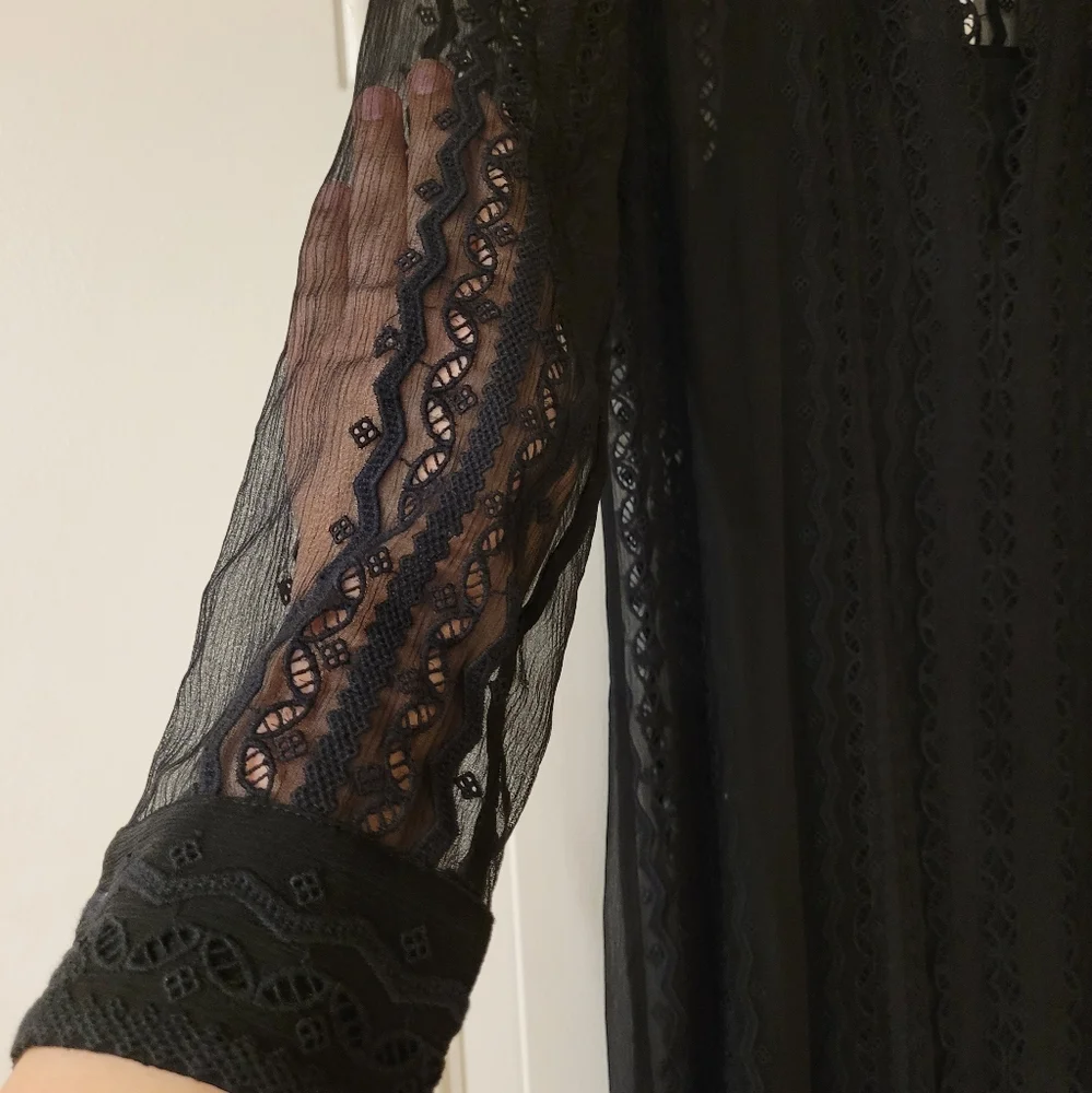 Elizabeth & James Black Embroidered Silk Georgette Mia Maxi Dress - Picture 7 of 11